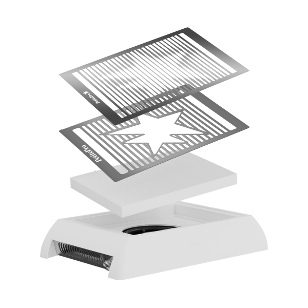 Aspirateur de table pour manucure PetitePro X (blanc) avec grille supplémentaire, 24W, filtre HEPA