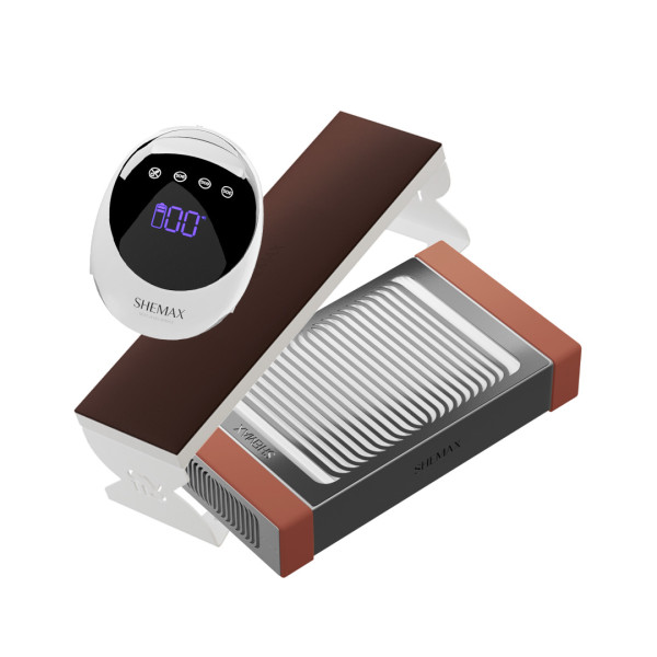 Підставка для рук COMFORT (Коричнева) + Nail Lamp LED лампа + STYLE PRO (Mocha Mousse) 